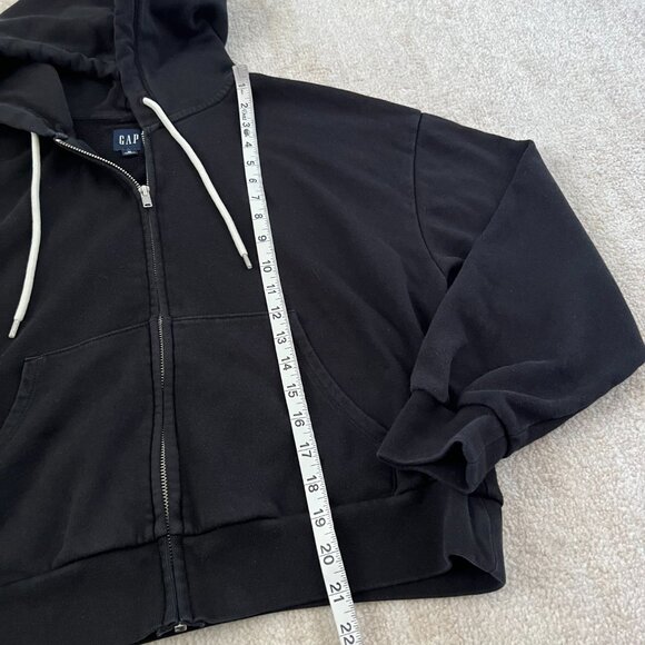 Gap Black Zip Up Cotton Blend Hoodie Sweatshirt M - Picture 5 of 8